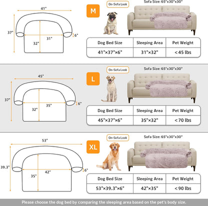 Calming Dog Bed Fluffy Plush Dog Mat for Furniture Protector with Removable Washable Cover for Large Medium Small Dogs and Cats (Large, Light Grey)