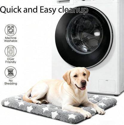 Dog Bed Mat, Reversible Crate Pad & Cute Dog Bed - Machine Washable Kennel Mat with Ultra Soft for Small Dogs (Cool/Warm), 24" x 18", Grey&Star