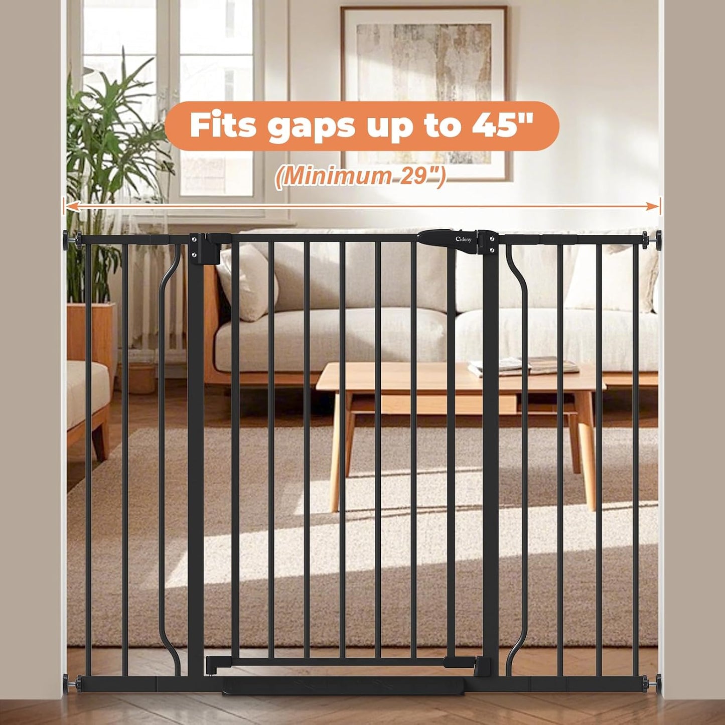 Baby Gate No Drilling, 29"-40" Auto Close Dog Gate Indoor for Doorways & Stairs, Pressure Mounted Adjustable Pet Gate, Easy Walk Through Child Gate for Children & Pets Stroller Friendly, White