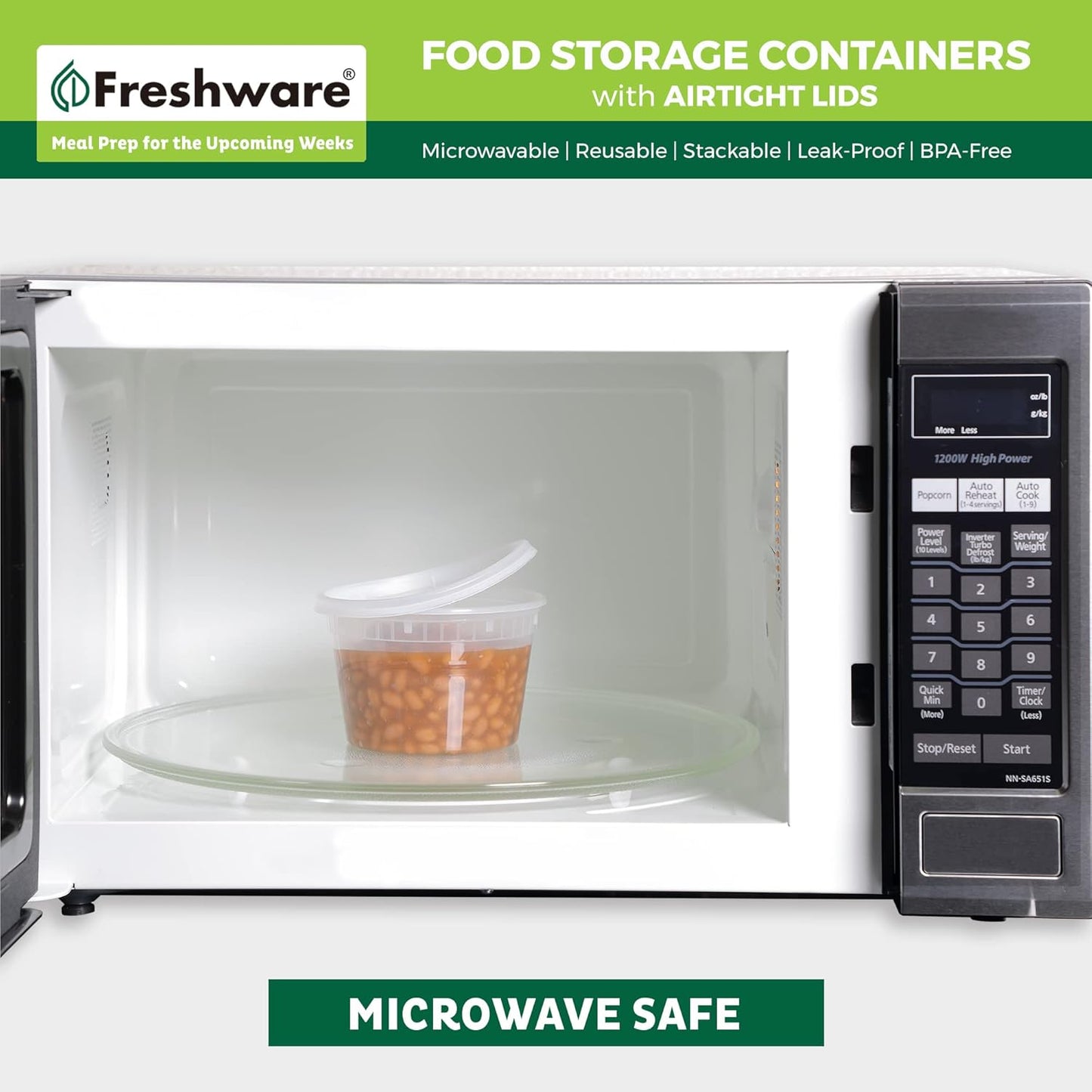 Freshware Food Storage Containers [50 Set] 25 oz Plastic Deli Containers with Lids, Slime, Soup, Meal Prep Containers, BPA Free, Stackable, Leakproof, Microwave, Dishwasher and Freezer Safe