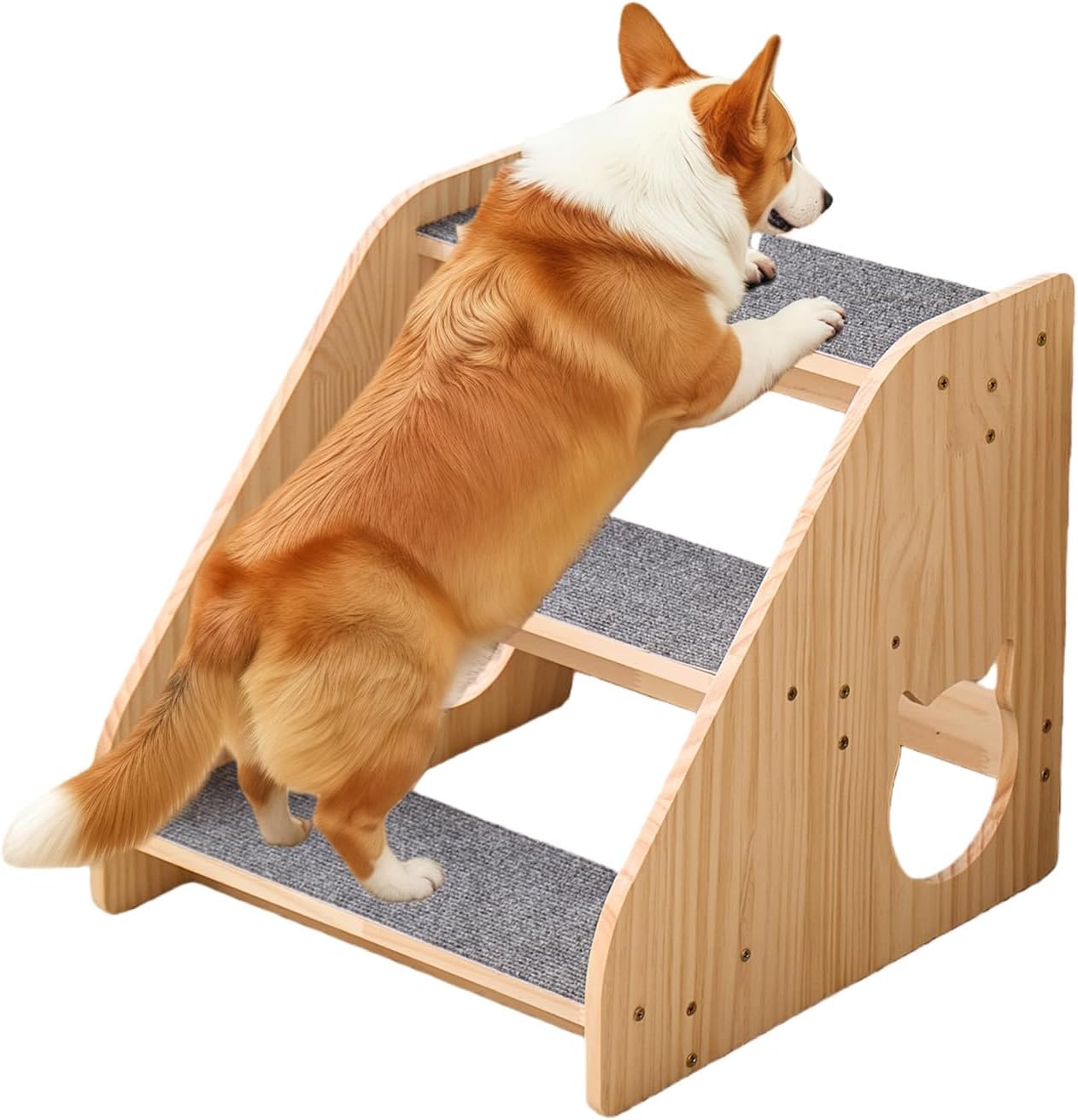 Dog Stairs for Small Medium Large Dogs 14.17" H Load Capacity 150lbs Solid Wood Non-Slip Sturdy Pet Steps for Bed & Couch 3 Step 15.75 * 16.93 * 14.17"