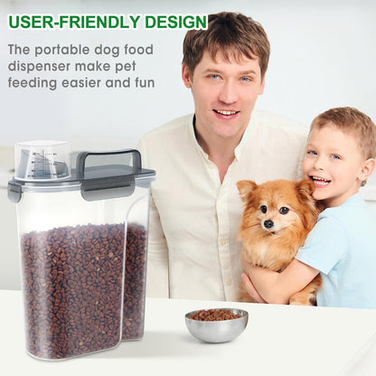 TBMax Dog Food Storage Container 5-7 lbs, Airtight Cat Food Container with Larger Spout & Measuring Cup, Portable Pet Food Storage Dispenser for Small Animal Kibble Storage, Bird Seed Container