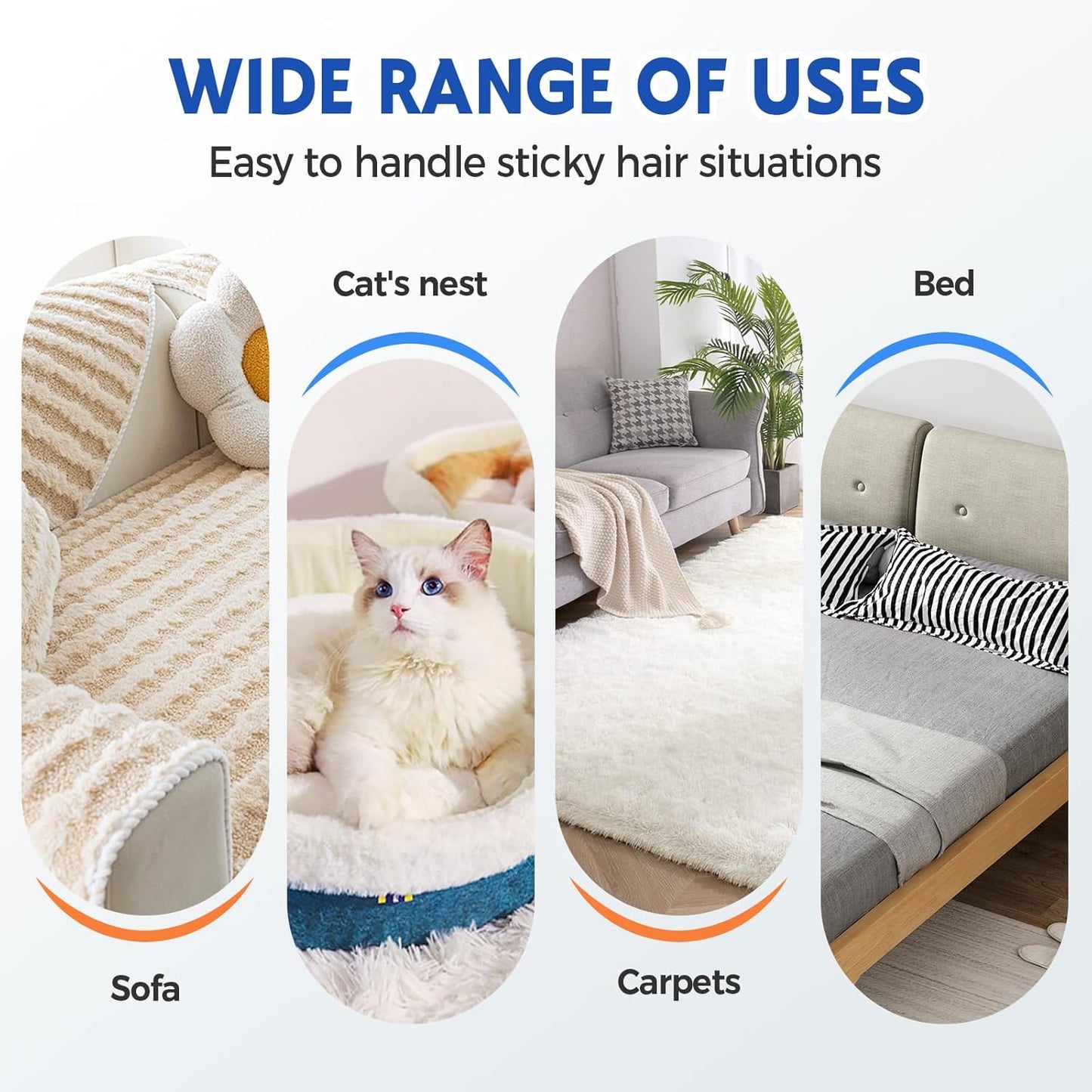 Auiepet Multifunctional Pet Hair Remover, 2025 Upgrade 4 in 1 Pet Hair Removal Tool with 17inch Long Handle, Washable Cat Hair Remover Brush for Furniture, Couch, Carpet, Clothes and Bedding (1Pcs)