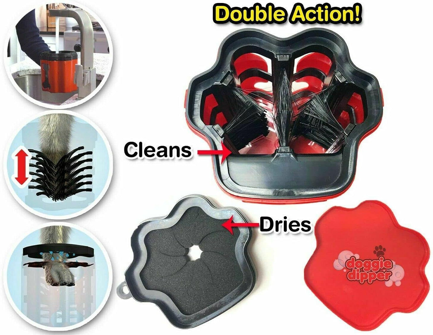 Dog Paw Cleaner/Washer - Portable, Cleans and Dries Quickly - Silicone Bristles - Keeps Furniture and Carpets Clean from Muddy Paws