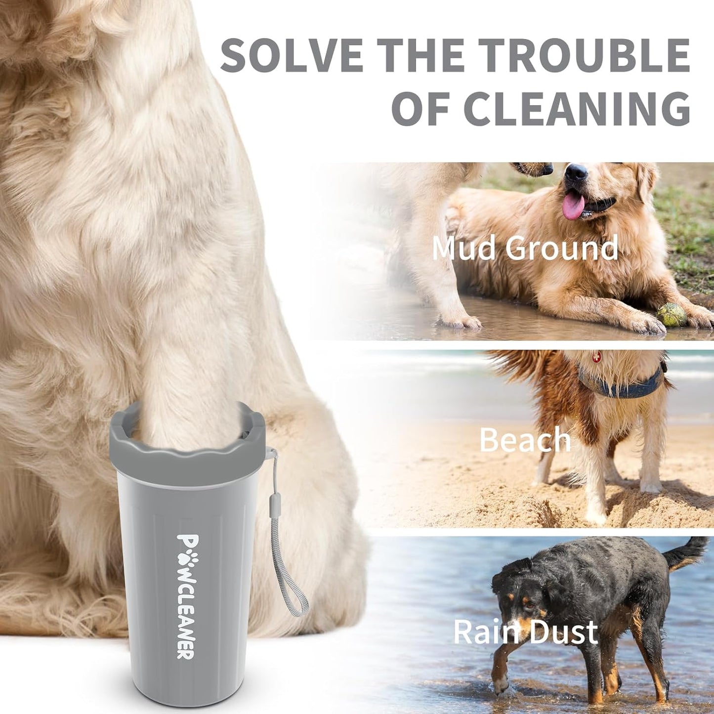 Professional 7 in 1 Dog Paw Cleaner for Dogs & Cats - Includes 1 Portable Paw Washer, 1 Bath Brush, 2 Dog Toothbrushes and 3 Absorbent Towels Note: Fits Paws up to 2 Inches Wide (Small, Blue)