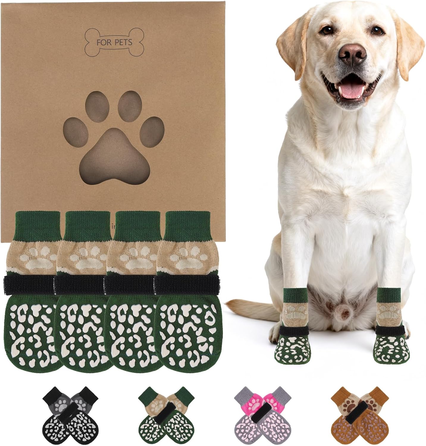 KOOLTAIL Dog Socks Shoes for Hot Pavement to Prevent Licking Paws, Winter Dog Boots&Paw Protector for Hardwood Floors Anti Slip,Traction Control Grip Booties for Small Medium Large Senior Dogs,Black M
