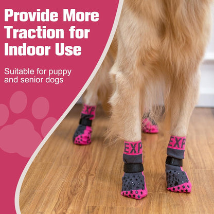 EXPAWLORER Anti Slip Dog Socks to Prevent Licking Paws, Dog Shoes for Hot Pavement, Booties for Hardwood Floors, Dog Boots & Paw Protectors with Grippers for Small Medium Large Senior Dogs Black