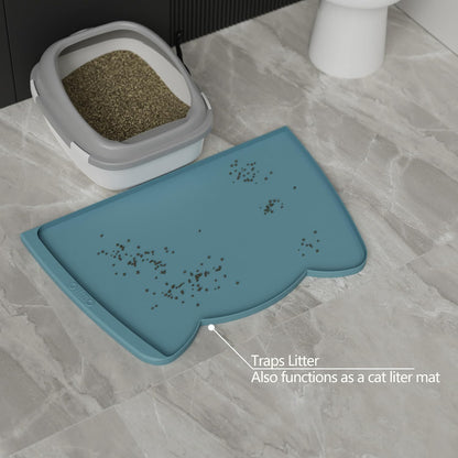 OHMO - Cat Food Mat, Silicone Pet Feeding Mat for Floor Non-Skid Waterproof Dog Water Bowl Tray, Easy to Clean Pet Placemat (Erythrinus, 18 * 9.8'')