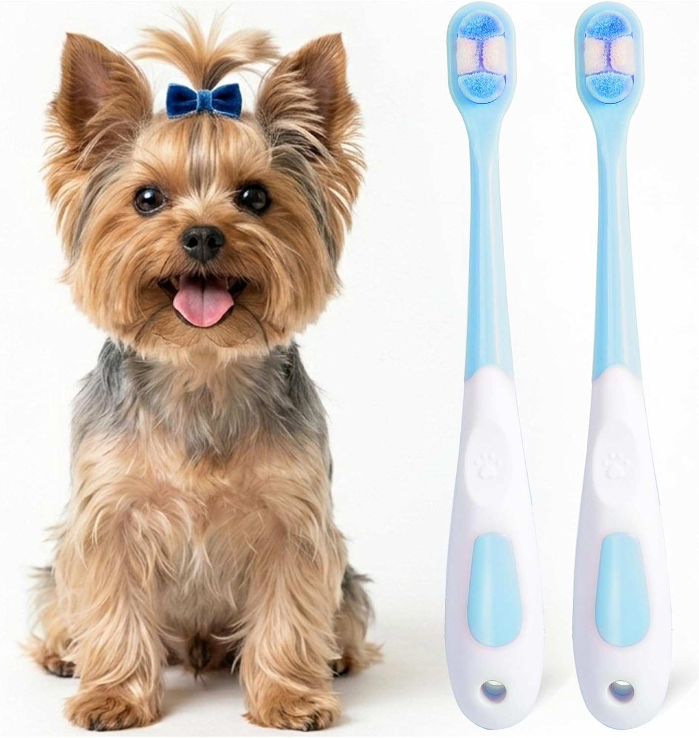 Small Dog Toothbrush, Puppy & Cat Tooth Brushing Kit, Ultra Soft Head Teeth Brush for Kitten & Tiny to Medium Pet, Doggy Toothbrushes Deep Dental Clean, 1 PCS, Pink