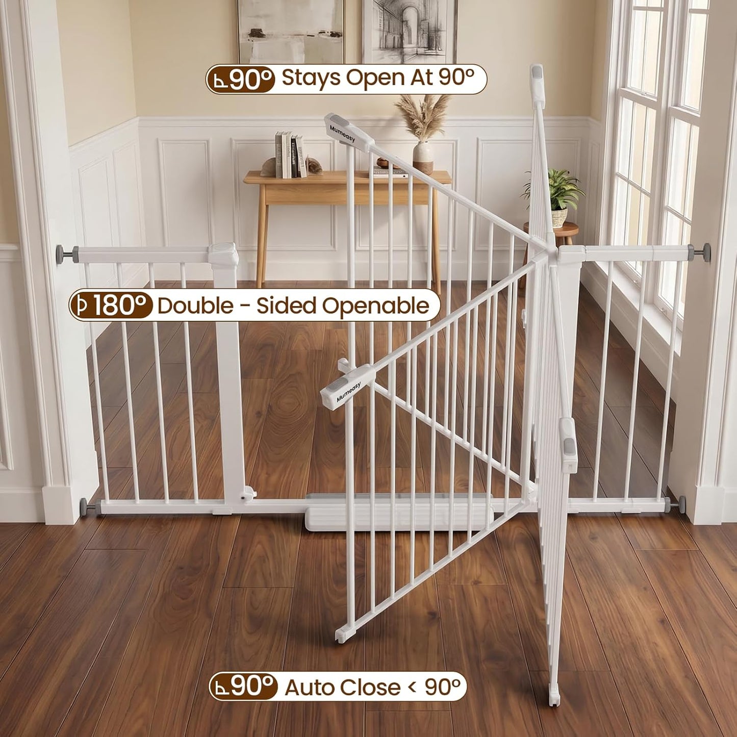 Mumeasy 36" High Extra Tall Dog Gate, 29.6"-40.5" Wide Pressure Mounted Tall Baby Gate for Dog, Auto Close Pet Gate with Door for Stairs,Doorways,House,Black