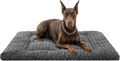 Washable Dog Bed Mat Ultra Soft Dog Crate Pad Comfy Fluffy Pet Kennel Beds Sleeping Mattress for Large Jumbo Medium Small Dogs, 36 x 23 Inch, Gray