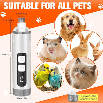 Dog Nail Trimmers Ultra Quiet Electric Pet Dog Nail Clippers Cat Nail Clipper with Led Lights Nail Grinder High Speed Nail File Electric Clippers for Grooming Small, Medium,Large Dogs and Cats (white)