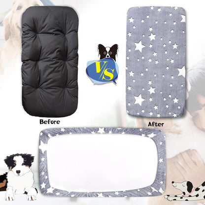 Dog Bed Covers Replacement Washable, Elastic Edged Pet Bed Protector with Cute Dog Pattern Design for Small & Medium Pet Beds, Cover Only (Blue, 36x27x6 Inch)