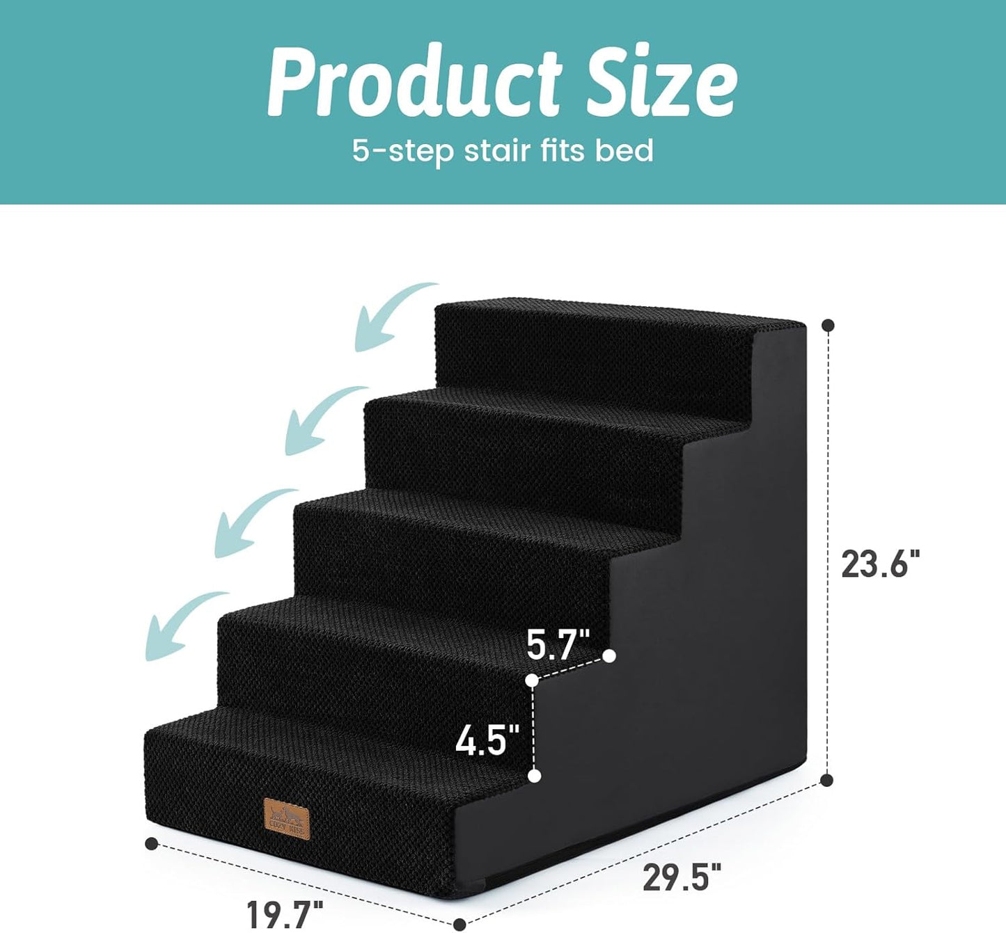 COZY KISS Dog Stairs for Small Dogs, 4 Tier Wider Pet Stairs for Couch and Beds, 17.7" H Non-Slip Dog Steps for Old Cats, Puppy, Small Medium Dogs, 17.7x23.6x17.7 inch, Beige