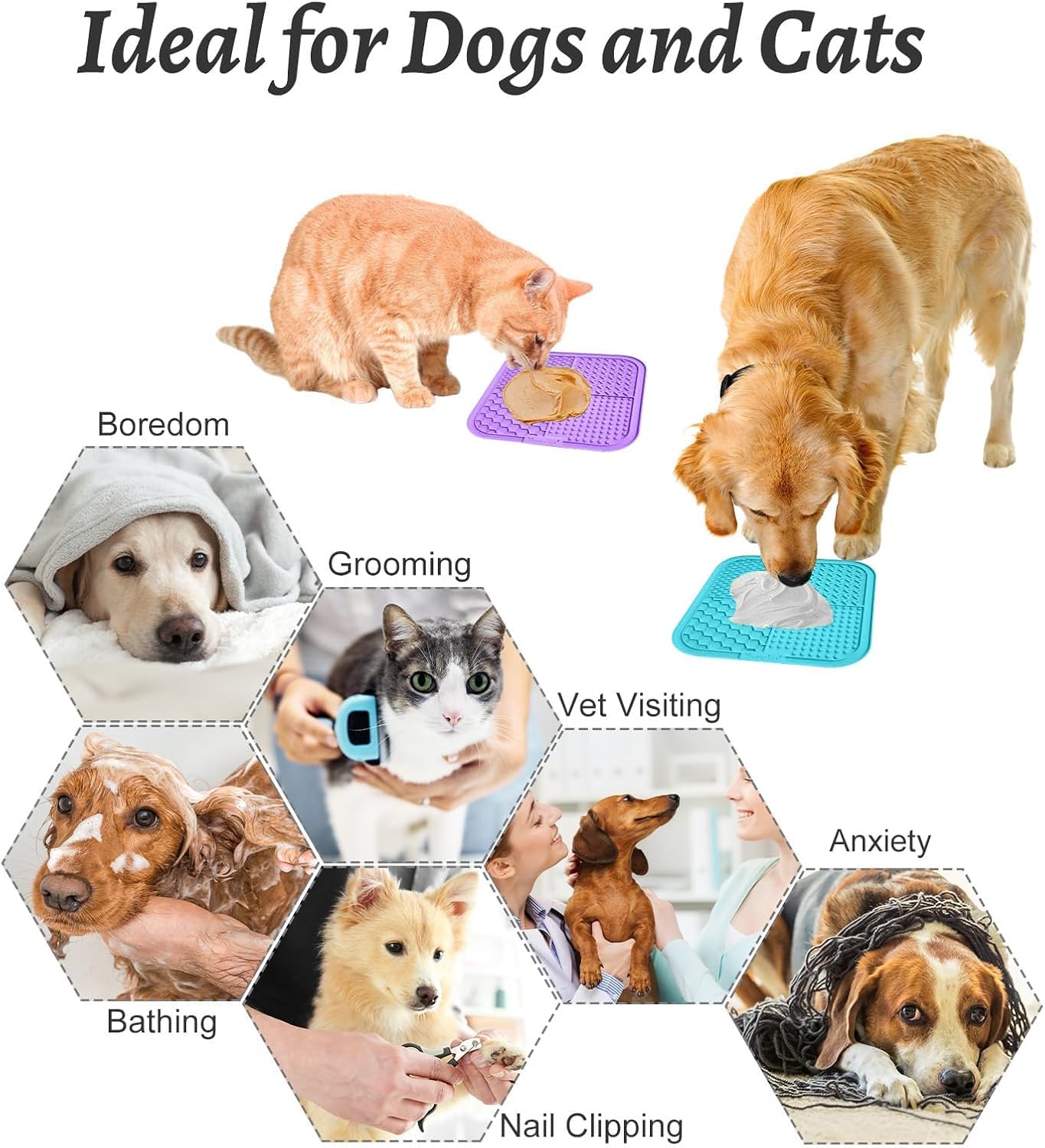MateeyLife 2PCS Small Lick Mat for Dogs and Cats, Licking Mats for Dog Anxiety Relief, Cat Peanut Butter Lick Pad for Boredom Reducer, Dog Treat Mat Perfect for Bathing Grooming Blue&Green