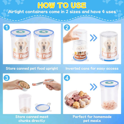 Canned Cat Food Storage Lids,Reusable Airtight Can Cover Pet Food Sealer - Keeps Dog Food Storage Container Food Fresh, Cat Food Container Eliminates Odor, Easy To Use With SUS 304 Spoon,Can Opener