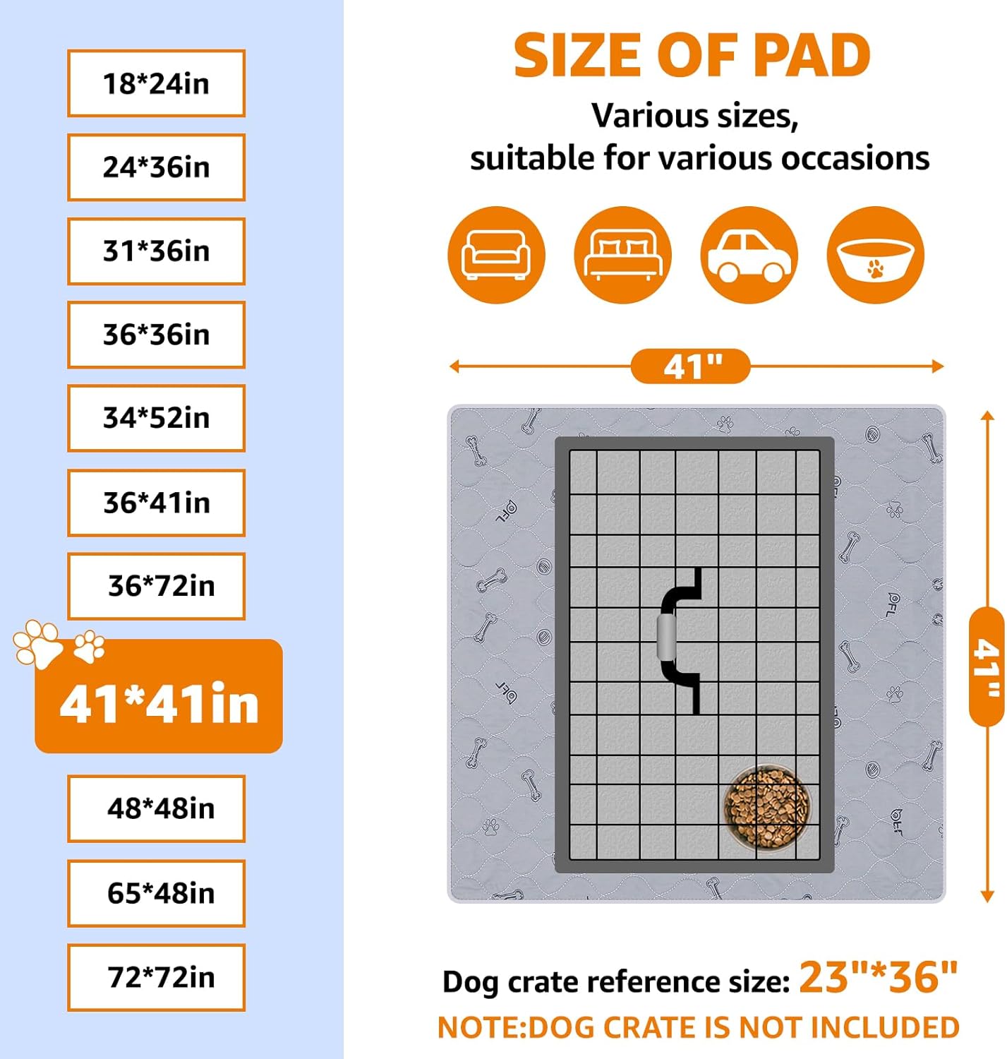 Washable Pee Pads for Dogs, 2Pack Reusable Puppy Pads, Absorbent Whelping Pads with Bone Print, Non-Slip Waterproof Pet Training Pads for Couch, Crate, Potty Training 18x24