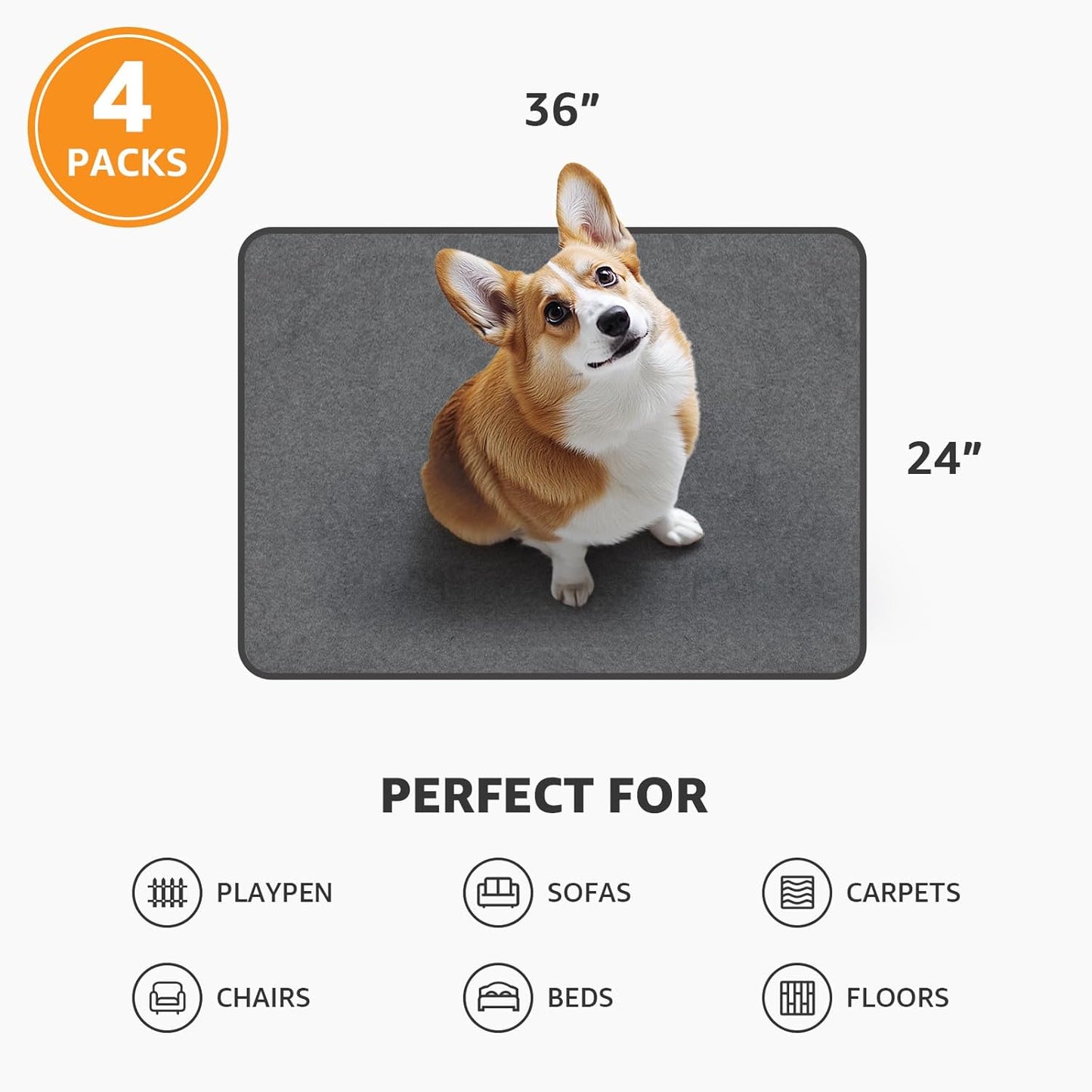 Dog Pee Pad Washable Extra Large, Instant Absorb Thicker Training Pads Non-Slip Pet Playpen Mat, Waterproof Reusable Floor Mat Ideal for Puppy Senior Dog Whelping Incontinence Housebreaking 65x48 Inch