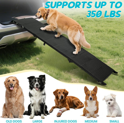71" Long Dog Ramp for Car, Folding Pet Ramps for Large Dogs with Non-Slip Surface, Portable Dog Car Ramp for Car SUV & Truck Up to 350LBS