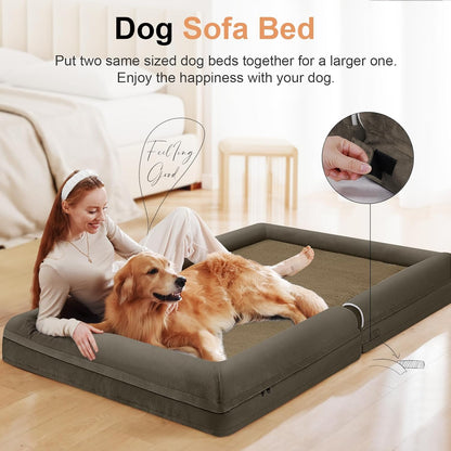 Large Dog Bed Orthopedic Washable: Beds Bolster XL Bed Large Big Dogs Memory Foam Couch Sofa Waterproof with Removable Cover