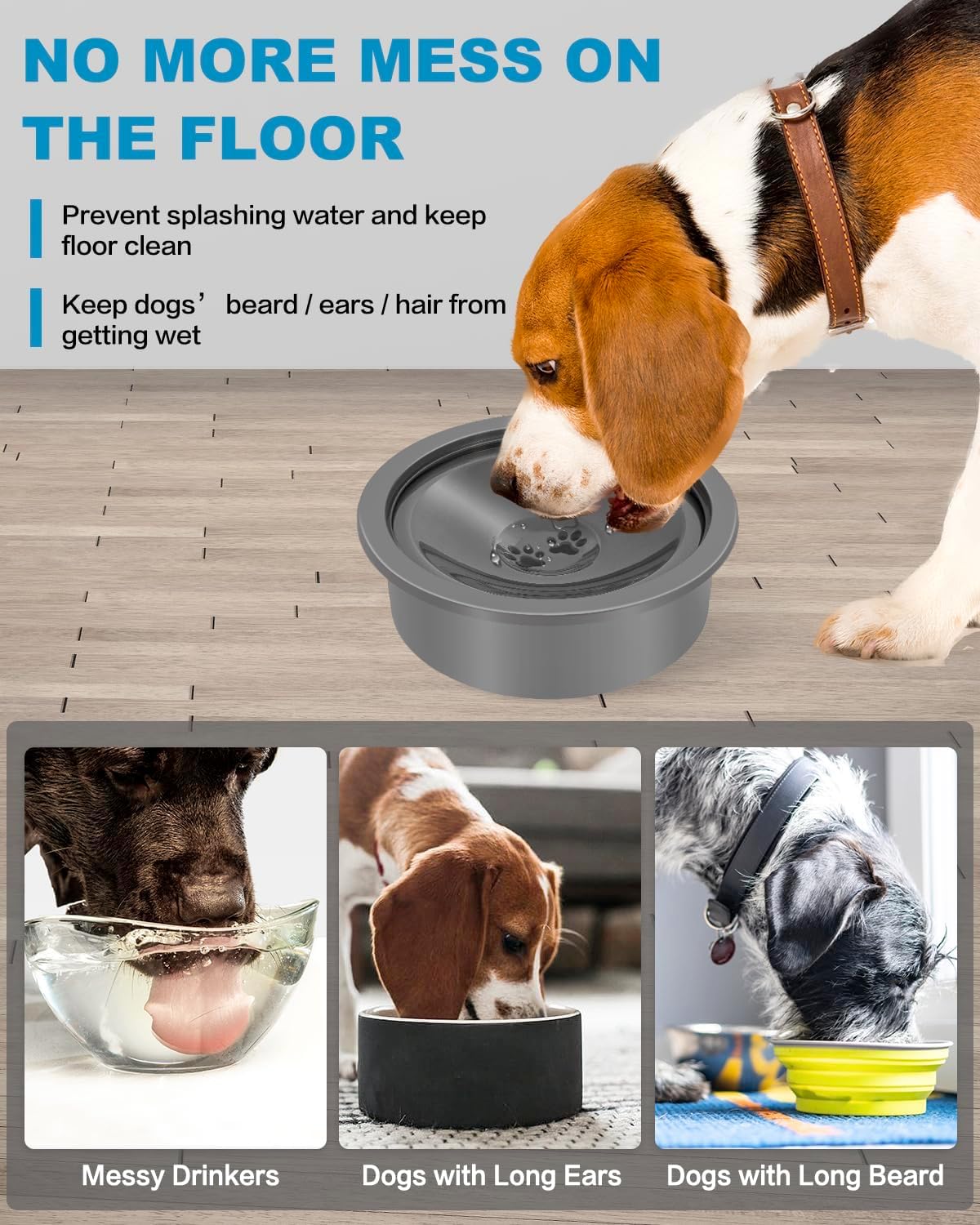 No Spill Water Bowl for Dogs, 30oz Slow Drinking Dog Slobber Stopper, Non Spilling Messy Splash or Drip