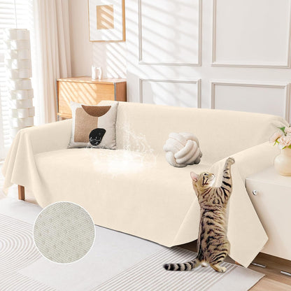 Deep Dream Cat-Scratch Resistant Couch Cover, Waterproof Sofa Cover for 3 Cushion Couch Washable, Pet Friendly Couch Protectors Anti Slip Thickened Love Seat Slipcovers for Pets, 71" x 118", Dark Grey