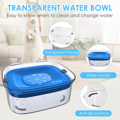 AONKEY 3L Dog Water Bowl No Spill, 101oz Large Spill Proof Dog Bowl Reduce Refill, Anti Splash No Mess Dispenser Dripless Slow Drinking Water Bowl for Sloppy Messy Drinkers (Gray)