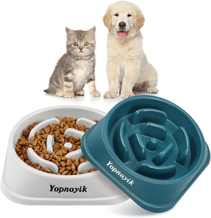 2 Pack Slow Feeder Dog Bowls for Healthy Eating, Non-Slip and Anti-Choking Design, Reduces Bloating & Overeating for Medium Dogs and Cats, Easy to Clean