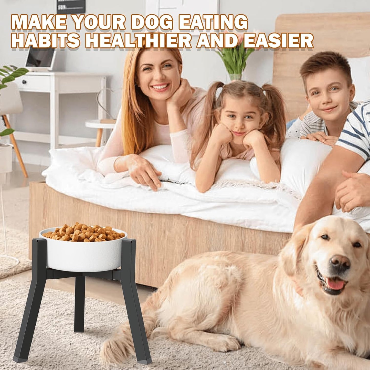 Dog Bowl Stand for Medium Large Dogs, Adjustable Width Elevated Dog Bowls 7-10.6", Raised Dog Food Water Bowls, 11 inch Tall Single Holder, Black,Bowl Not Included
