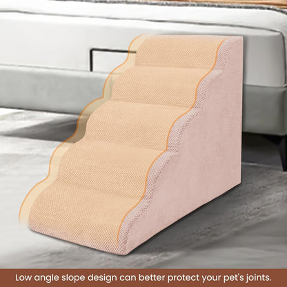 Dog Stairs for Small Dogs, 3 Tiers High Density Foam Dog Ramp, Extra Wide Non-Slip Pet Steps for High Beds Or Couch, Soft Foam Doggie Ladder for Dogs Injured, Older Pets, Small Cats