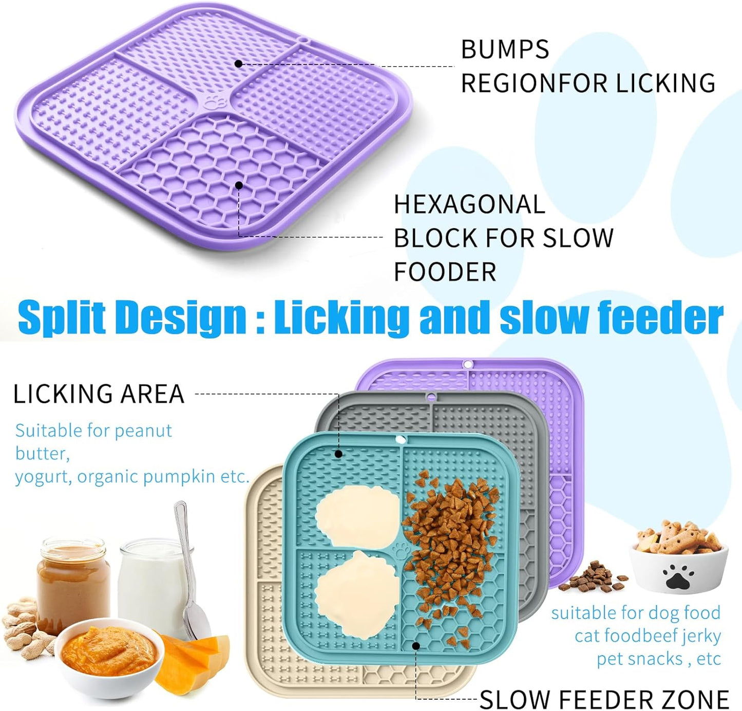 Honomastry Lick Mat for Dogs, Premium Lick Pad with Suction Cups for Dog Anxiety Relief, Slow Feeder Dog Bowls, Bathing, Grooming and Training.