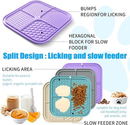 Honomastry Lick Mat for Dogs, Premium Lick Pad with Suction Cups for Dog Anxiety Relief, Slow Feeder Dog Bowls, Bathing, Grooming and Training.