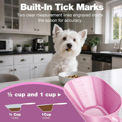 Pet Cat Dog Food Scoop, Dog Cup Capacity Cat Food Scooper With Sealing Clip, Puppy and Cat Coffee Bean, Flour Scoop Grey
