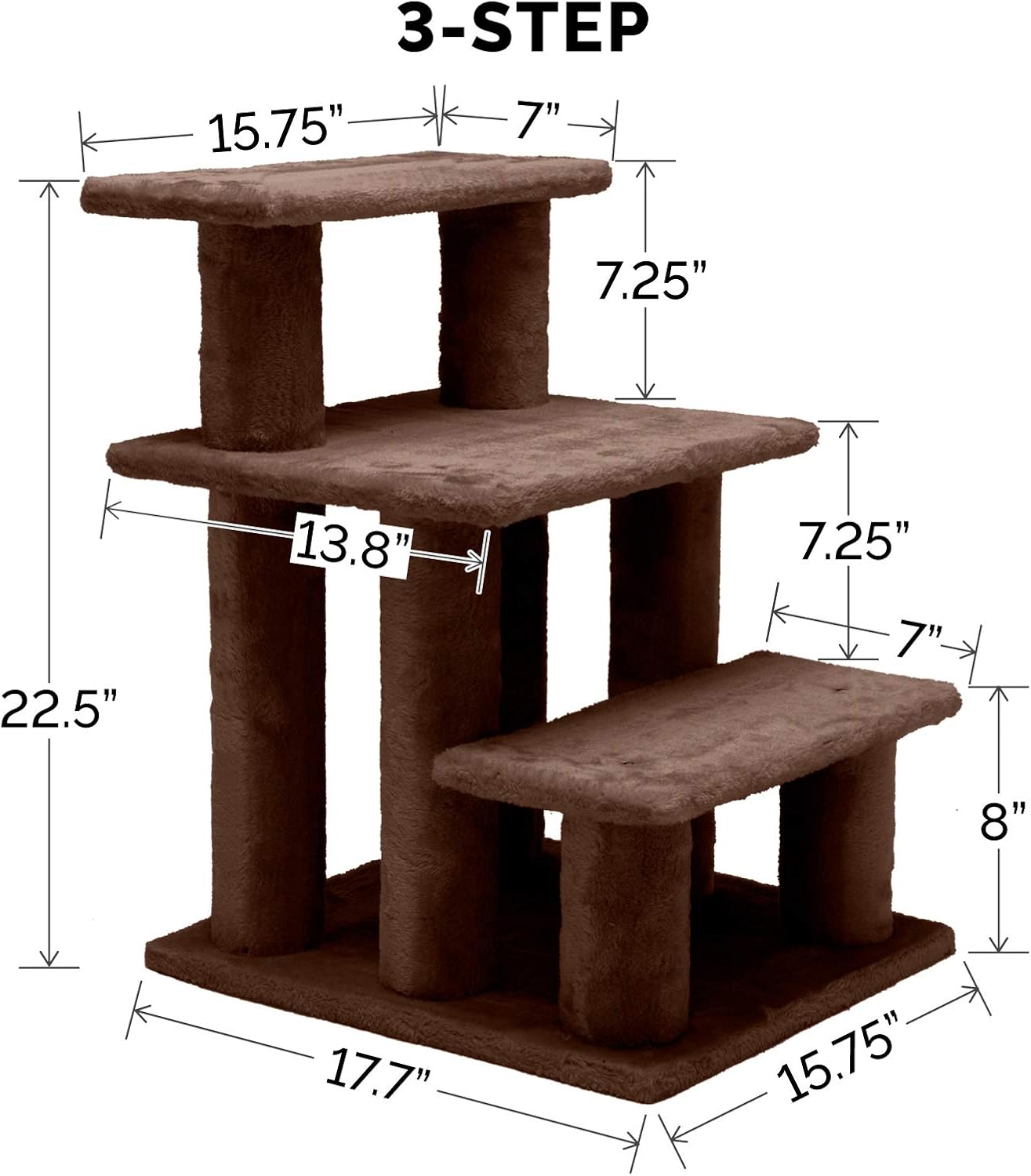Furhaven Steady Paws Multi-Step Pet Stairs for High Beds & Sofas - Cream, 3-Step