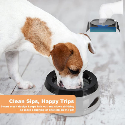 Pets No-Spill Slobber Stopper Water Bowl,Splash Proof Drinking Bowl for Home and Travel,No Messy No Drip No Sloppy Water Bowl for Sm-Med Dogs/Cats/Pets 25OZ