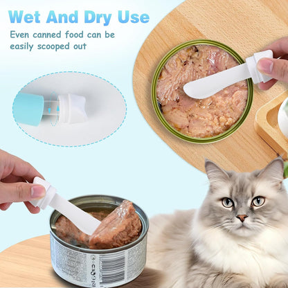 Dog-Cat Food Scoop 1 Cup, Pet Food Measuring Cup with Long Handle, Food-Grade Scoop for Dogs, Rabbit Wet or Dry Food, Easy to Clean & Accurate Scale (Blue)