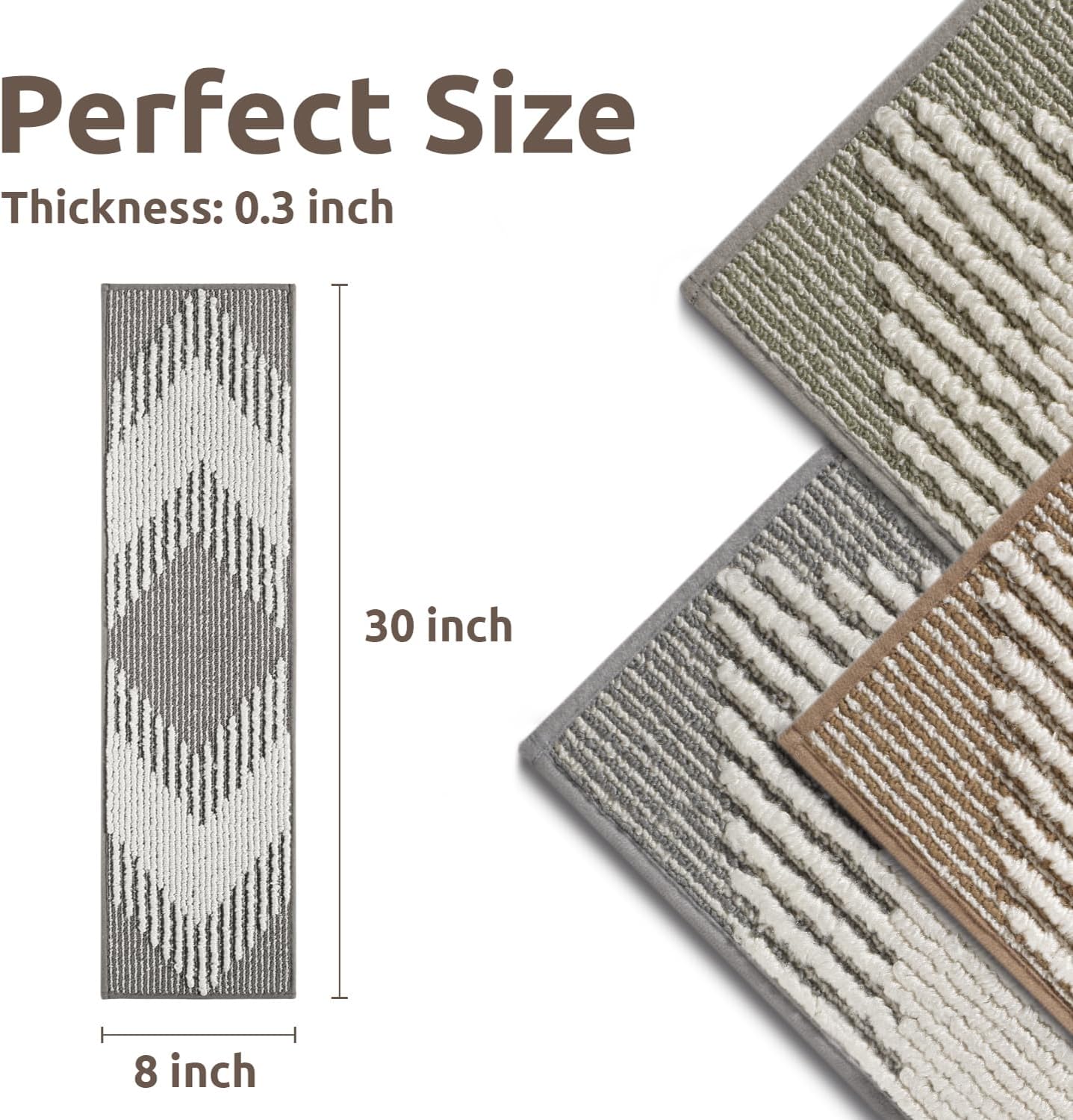 PADOOR 15PC Stair-Treads Non Slip, 3D Peel and Stick Stair Treads for Wooden Steps Indoor, Stair-Carpet Treads Washable Reusable Adhesive Stair-Runner Rugs for Kids and Dogs 8"x30" Brown