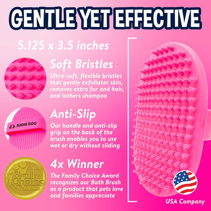 Bodhi Dog Shampoo Brush - Pet Grooming & Bath Supplies for Dogs and Cats - Bath Brush for Long & Short Hair - Premium Scrubber for Shower, Bathing & Massage (One Pack, Blue)