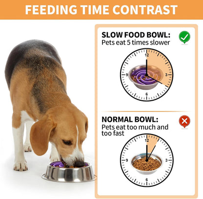 Slow Feeder Dog Bowls Insert, Bestalk Soft Silicone Slow Eating Feeder Insert with Suction Cups for Small, Medium and Large Dogs, Fit into Basic and Elevated Dog Bowls, Dark Blue