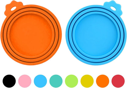 2 Pack Pet Food Can Covers, Silicone Universal Can Lids for Dog & Cat Food, BPA Free, One Fit Most Standard Size Food Cans Green/Blue
