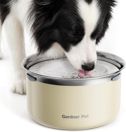 Gardner Pet Slow Water Bowl for Dogs – No Spill, Anti-Splash Floating Plate Design, Slows Drinking to Reduce Mess, Keeps Water Clean & Floors Dry, 3.8L(White)