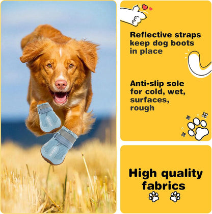 Hcpet Dog Boots, Dog Shoes for Large Dogs, Medium Dog Boots & Paw Protectors, Anti-Slip Dog Booties for Hot Pavement Winter Snow Hiking with Reflective Straps Black Size 6
