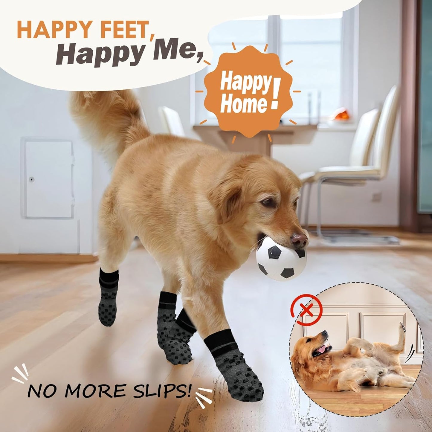 Anti Slip Dog Socks to Prevent Licking Paws, Dog Shoes for Hot/Cold Pavement, Dog Boots on Hardwood Floors, Traction Control Dog Booties & Paw Protectors for Small Medium Large Senior Dogs