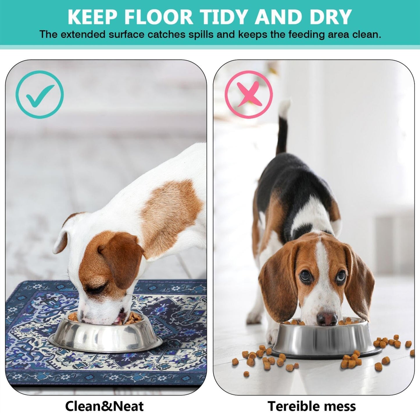 Pet Feeding Mat for Floors Waterproof Dog Mat for Food and Water Absorbent Quick Dry Non Slip mat for Cat Bowls