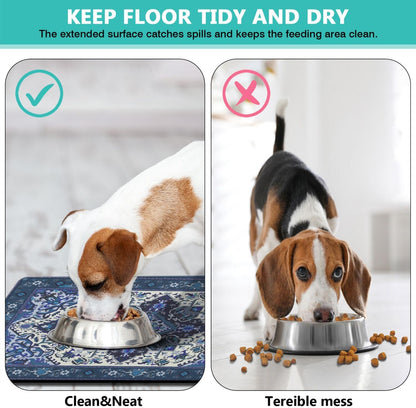 Pet Feeding Mat for Floors Waterproof Dog Mat for Food and Water Absorbent Quick Dry Non Slip mat for Cat Bowls