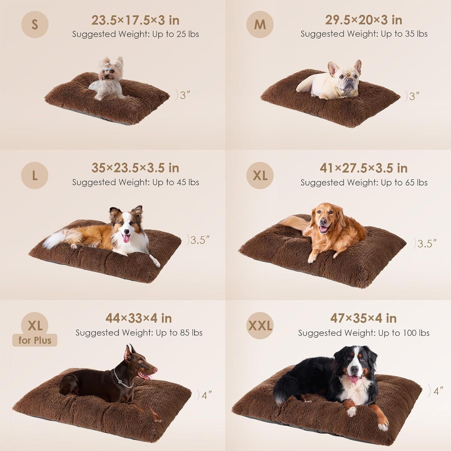 EHEYCIGA Fluffy Dog Crate Bed for Medium Dogs, Plush Faux Fur Crate Pad, Calming Anti Anxiety Medium Dog Bed, Washable Soft Warm Crate Mat with Non-Slip Bottom