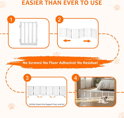 Snagle Paw Short Dog Gate,16.5" Tall Freestanding Metal Dog Gate Only for Small Dogs with Support Feet Easily Step Over,Up to 48" Wide Puppy Gate Indoor for Stairs,Doorways(Black,4 Panel)