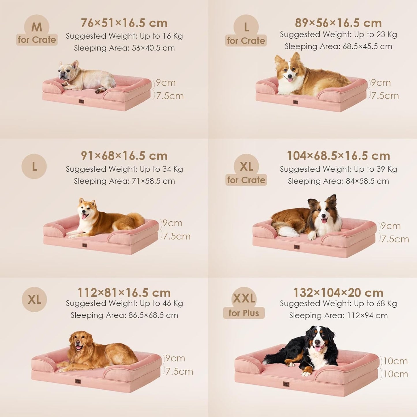 EHEYCIGA Orthopedic Dog Beds for Extra Large Dogs 44x32Inch, Waterproof Memory Foam XL Pet Bed with Sides, Non-Slip and Egg-Crate Foam Big Dog Couch Bed with Washable Removable Cover, Grey