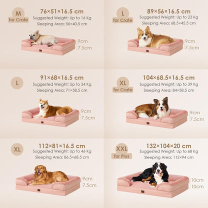 EHEYCIGA Orthopedic Dog Beds for Extra Large Dogs 44x32Inch, Waterproof Memory Foam XL Pet Bed with Sides, Non-Slip and Egg-Crate Foam Big Dog Couch Bed with Washable Removable Cover, Grey