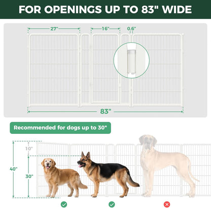 FXW Dog Gate Extra Wide Designed for Indoor Use, Adjustable Width Up to 183-inch Wide (24" H 8 Wire Panels for Puppies and Small Dogs), Black